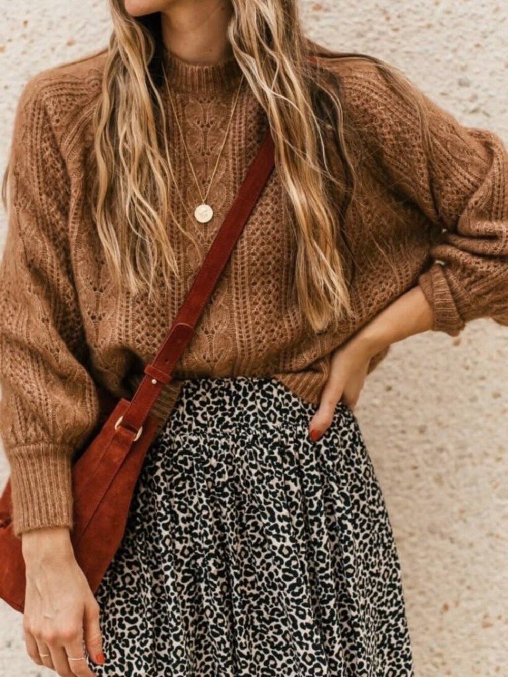 Like New Sezane Scarlett Wool Mohair Cable Knit Sweater Brown XXS